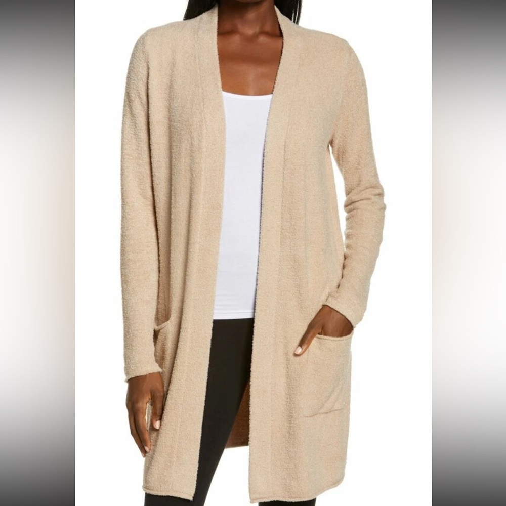 Barefoot Dreams CozyChic Lite Straight Long Cardigan Tan Size Small